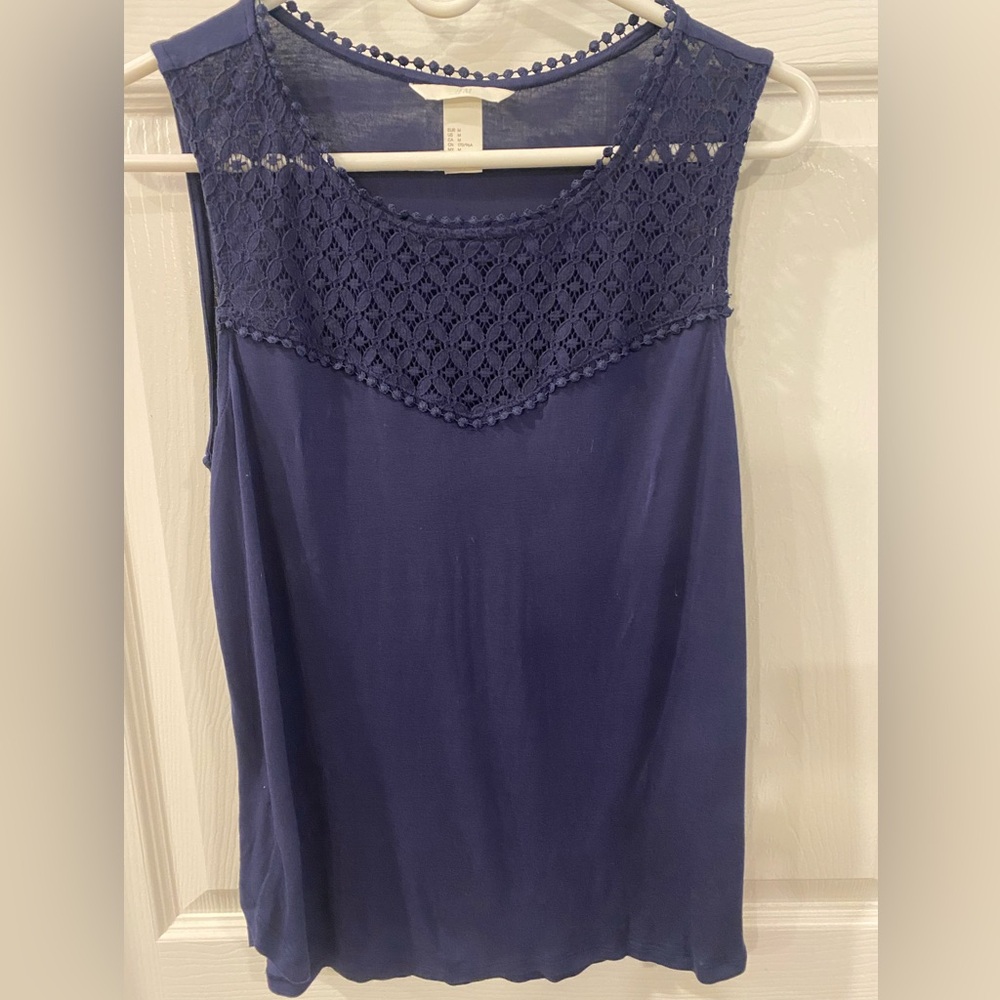 H&M Navy Lace Detail Blouse